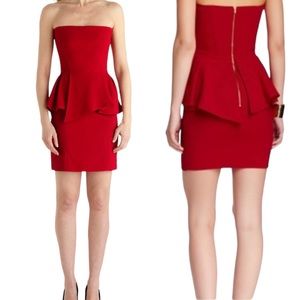 The Kooples Red Strapless Peplum Sheath Mini Dress EU40 Large